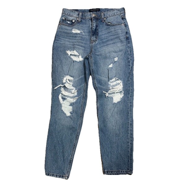 Women's Aeropostale‎ Mom Jean Size 6 Distressed Denim Blue Jeans - Picture 6 of 6